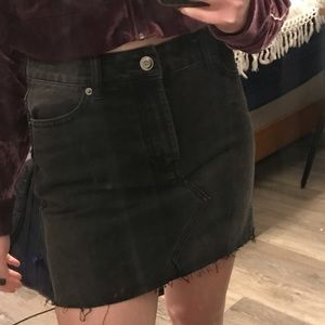 Dark Grey Denim Mini Skirt